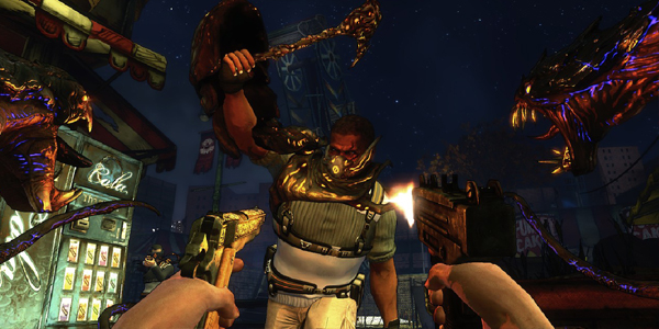 Darkness-2 gameplay screenshot, incoming berserker.